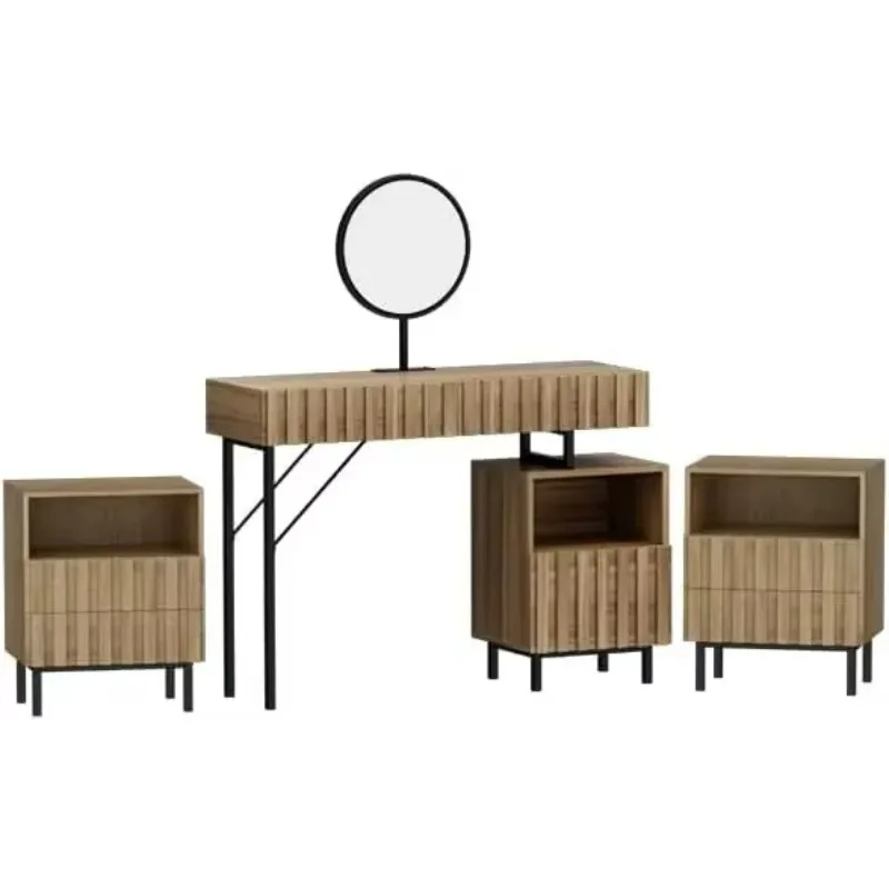 Factory Direct Compatible WithModern Dresser/Vanity & Nightstand Sets for Bedroom,2 Drawers Nightstand Set of 2 & 6/3 Drawer Dre