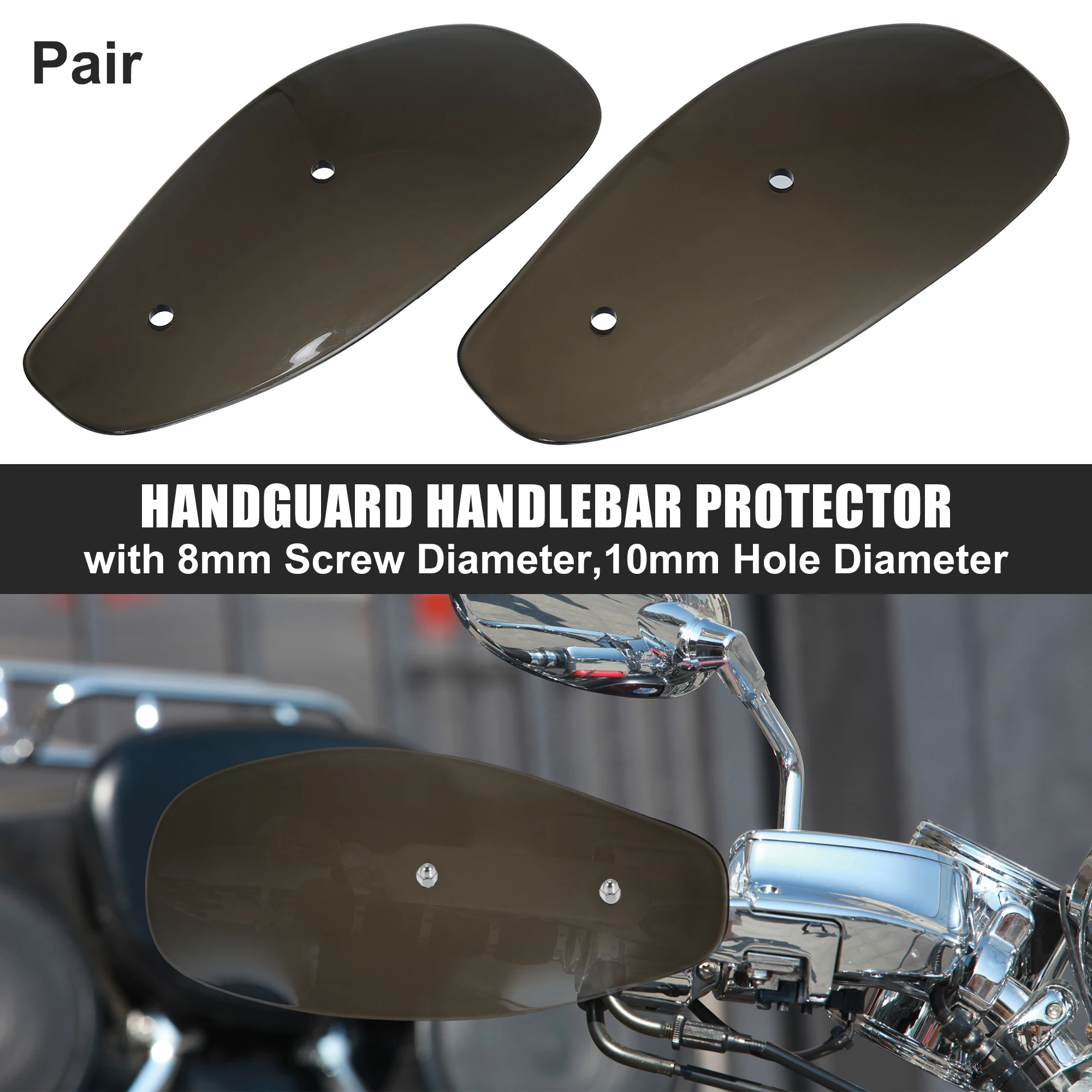 Motoforti Pair Motorcycle 10mm Handlebar Handguard Windshield Deflectors Protector for Harley for Honda for Yamaha Smoked Color