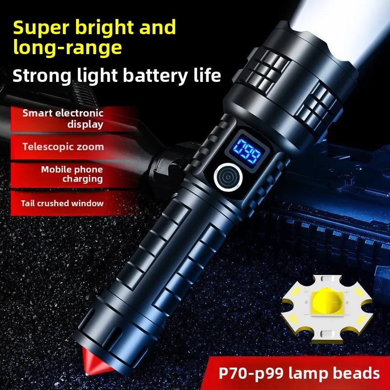 Outdoor Hiking And Camping Trip Type-C Rechargeable Smart Monitor With Output Safety Hammer LED Flashlight Waterproof