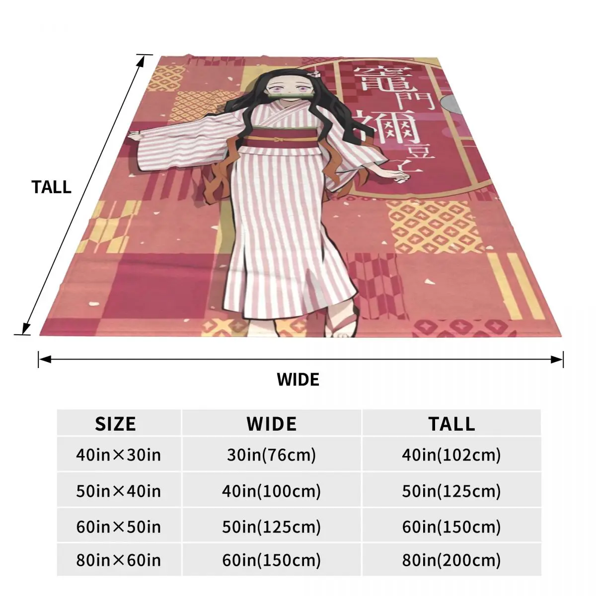 Kawaii Kamado Nezuko Blanket Quality Warm Soft Demon Slayer Comic Cartoon Throw Blanket Winter Decorative Outdoor Bedspread