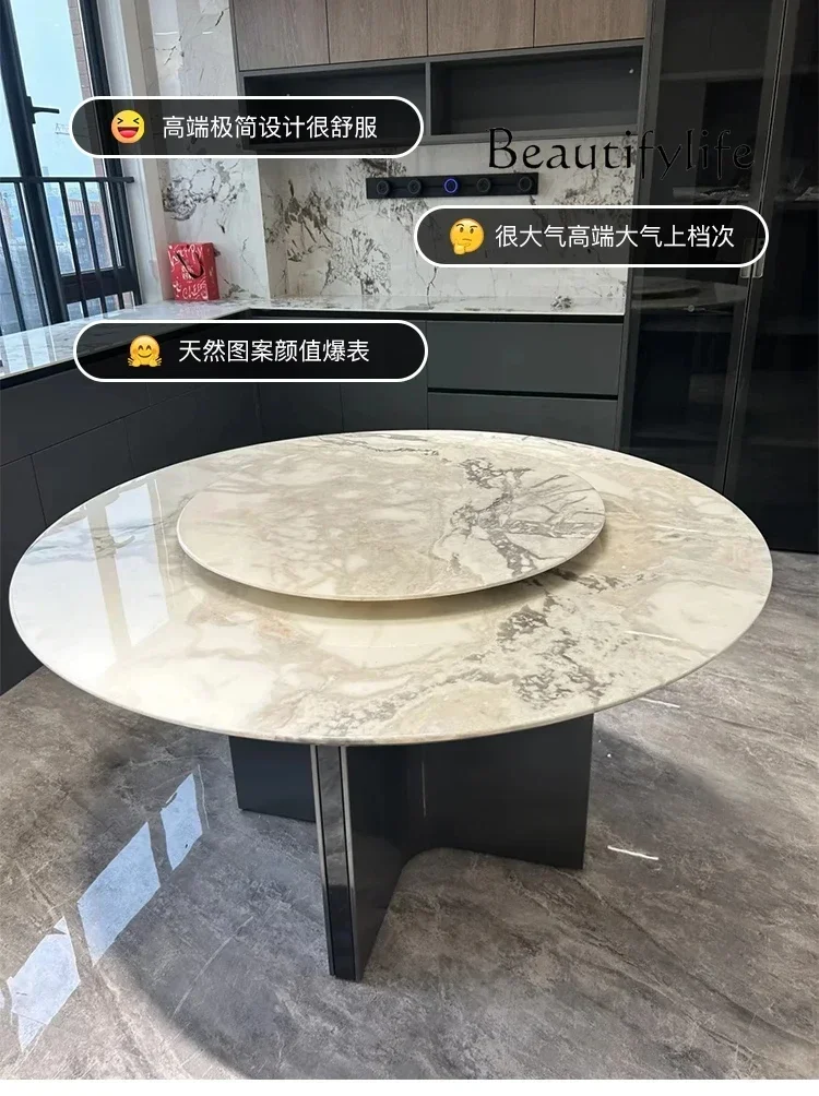 N36 Natural Imported Luxury Stone Round Dining Table High-end Marble Dining Table Round Villa Home Simple Dining Table