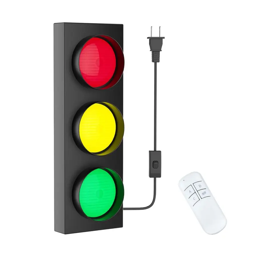 

Light Lamp Decor on Wall Remote Control LED with Easy Installation Stop Signal Adjustable Color Green Red Yellow Retro Industria
