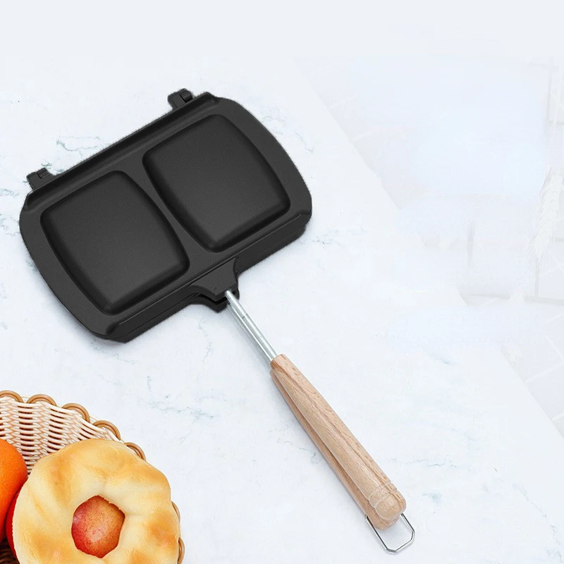 Household Aluminum Double Layer Non Stick Pot Double Head Detachable Breakfast Frying Pan Sandwich Grill Cast Iron Cookware