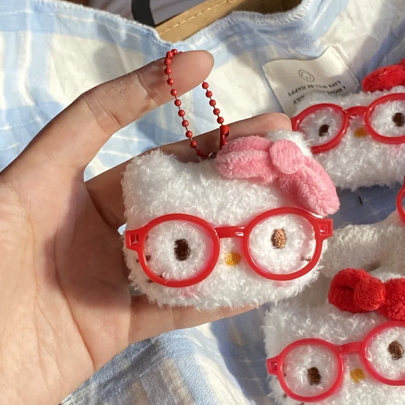 

Kawaii Hello Kitty Christmas Cute Glasses Cat Plush Toys Backpack Keychain Doll Cartoon Brooch Friend Birthday Gift Peripherals