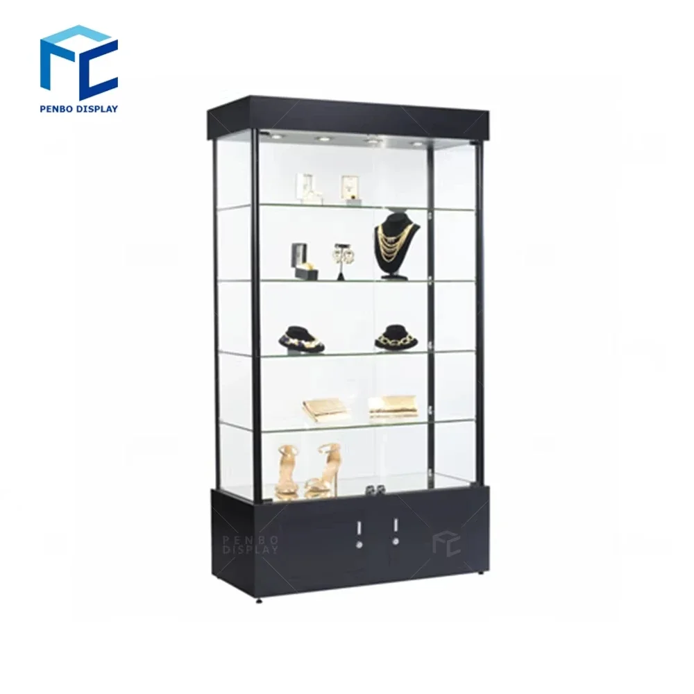 Retail Shop Living Room Aluminum Display Showcase Beauty Salon Glass Display Case Lockable Glass Trophy Cabinet