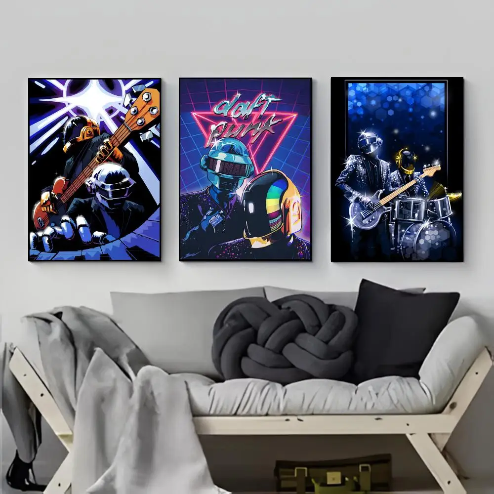 Retro-Futuristic R-Robot D-Daft Punk Electronic Music Vibe Art Poster HD  Waterproof Wall Sticker Bar Living Room Decor Gift