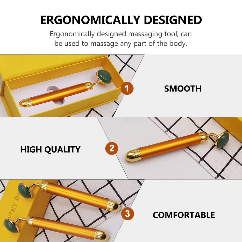 

Электрическая массажная палочка для лица золотого тона, 1 шт., для уменьшения отеков и похудения лица, гладкая, эластичная кожа в любое время
