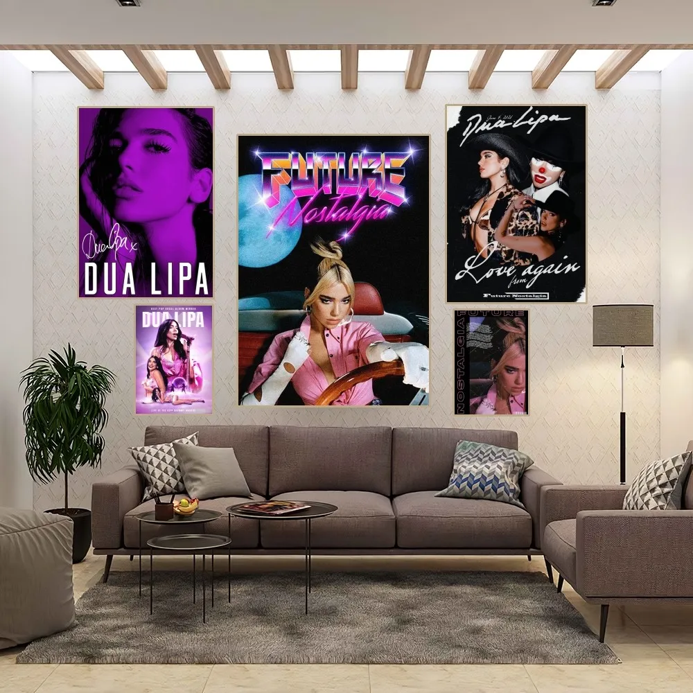 D-Dua Hot Singer L-Lipa Poster Home Room Decor Aesthetic Art Wall Painting Stickers