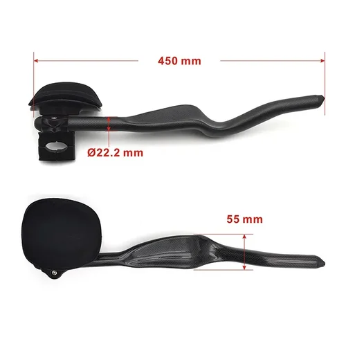 Imagen 2 del producto Bicicleta de piñón fijo para carretera, triatlón, tiempo de truco, bicicleta de carbono, mango de apoyo TT extendido de 35 grados para extensión de manillar con Clip