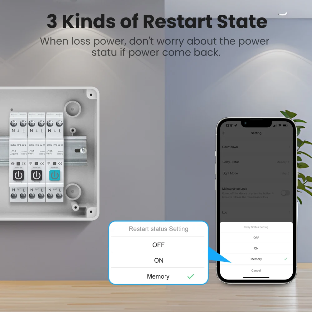 AVATTO Tuya WiFi ZigBee Smart Circuit Breaker with Power Monitor Metering 1P 63A DIN Rail work with Smart life Alexa Google home