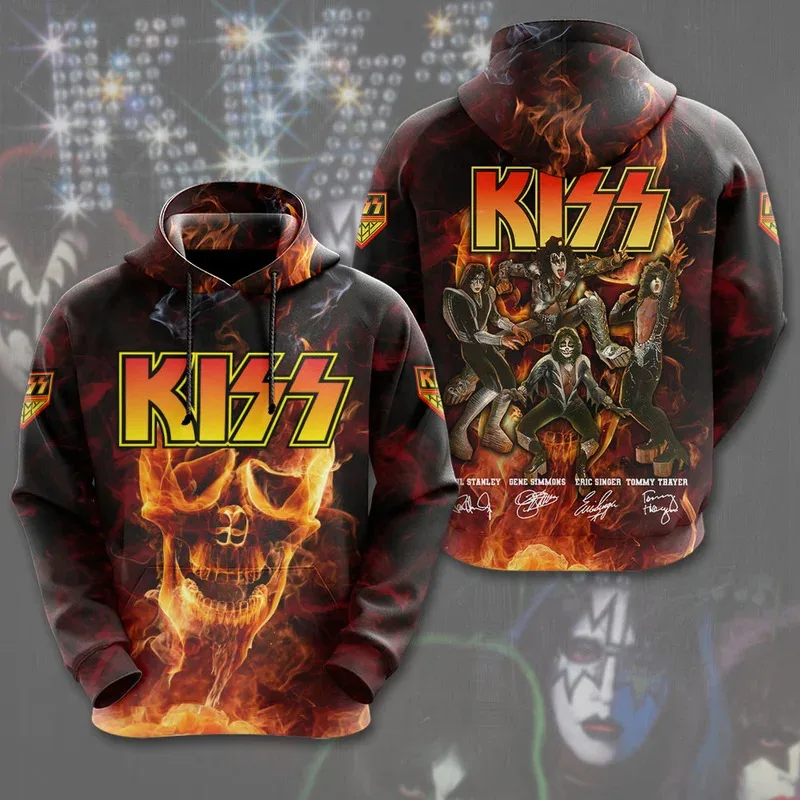 2025 Rock Band Kiss Hoodies 3Dพิมพ์ผู้ชายผู้หญิงHip Hopขนาดใหญ่Pullover Hooded Sweatshirtsแฟชั่นStreetwear Manเสื้อผ้า
