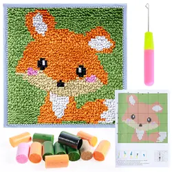 Kit gancio di chiusura Set da cucito per tappeti artigianali fai da te con motivo prestampato Cute Fox/Panda/Owl Latch Hook Craft arazzo decorativo Kit fai da te