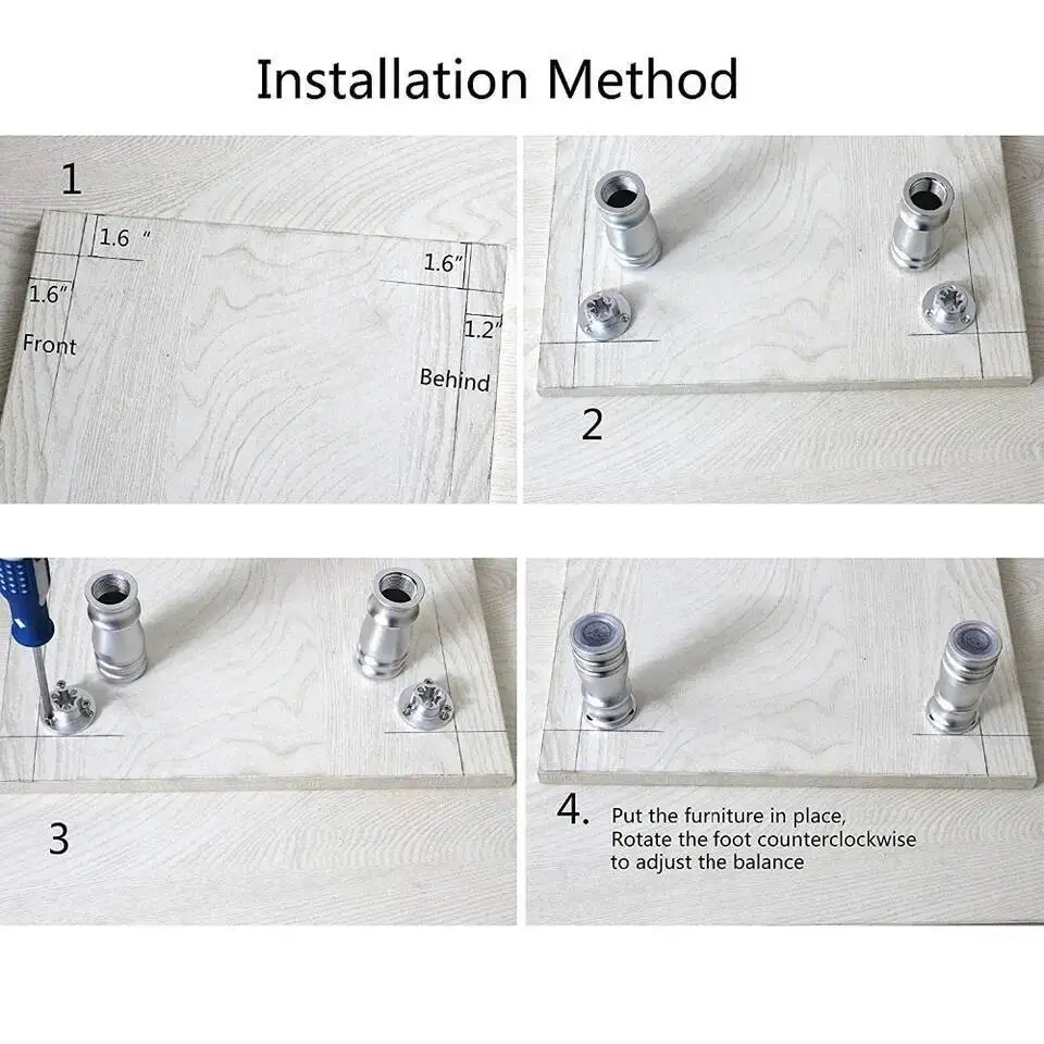 أثاث ألومنيوم قابل للتعديل Lgs، 80/100/120/150 مم، خزائن، طاولات، كراسي، أريكة Lgs مع مطاط غير قابل للانزلاق