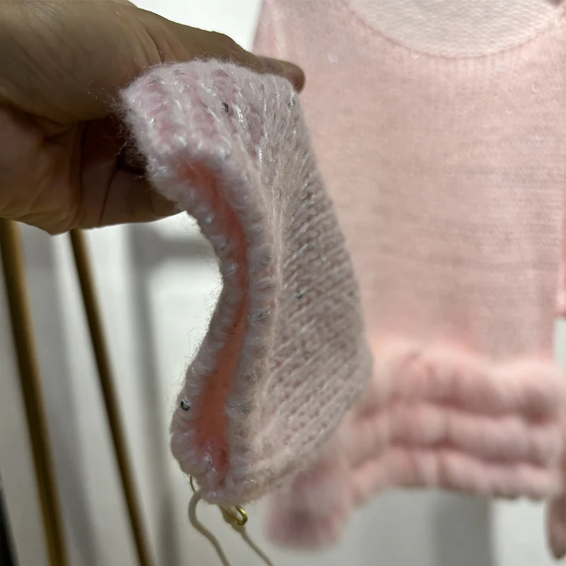 2025 donna primavera paillettes lucide design maglione di pelliccia sottile pelliccia di volpe naturale ragazza autunno maglione cappotto lavorato a maglia