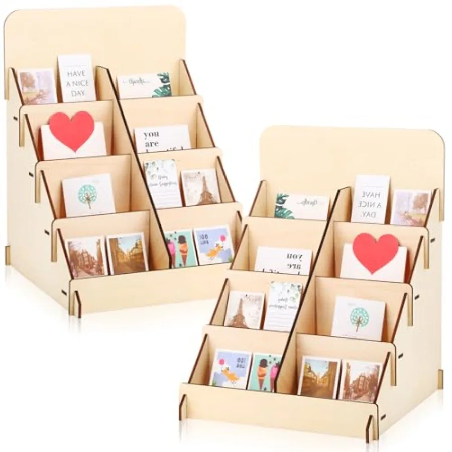 

2 шт. подставка для поздравительных открыток, 4-х уровневая деревянная розничная витрина, подставка для коллекционных карточек, деревянный органайзер, стойка для фотографий открыток
