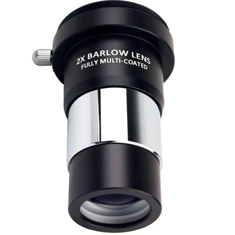 1.25inch 2x Barlow Lens Fully Multi-Coated Metal with M42x0.75 Thread Camera T Ring Interface for Telescope Eyepiece