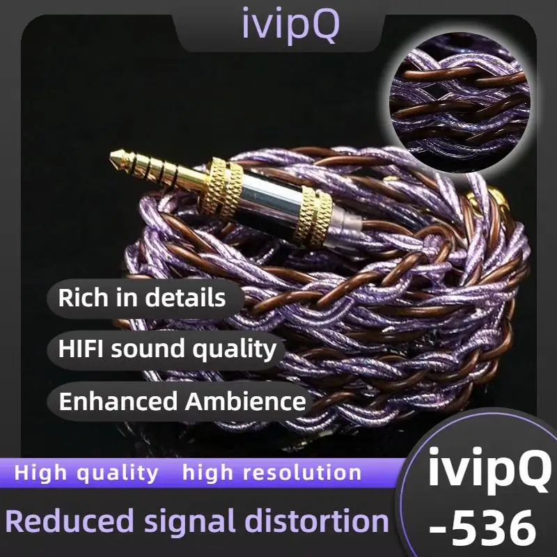 ivipQ-536 6-Core HIFI Earphones Upgrade Cable With 0.78 2PIN/MMCX/Recessed-0.78 2pin, Applicable To  AKG M5 iem cable 2pin