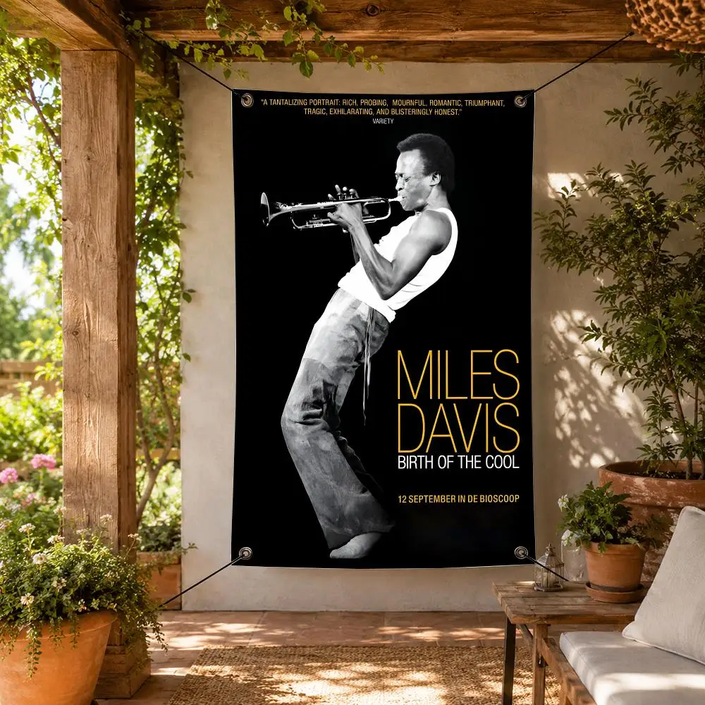 Musician M-Miles Davis Flags Decorative Flag Banner for Indoor Outdoor Wall Garden Yard Porch Patio Home Party Decor