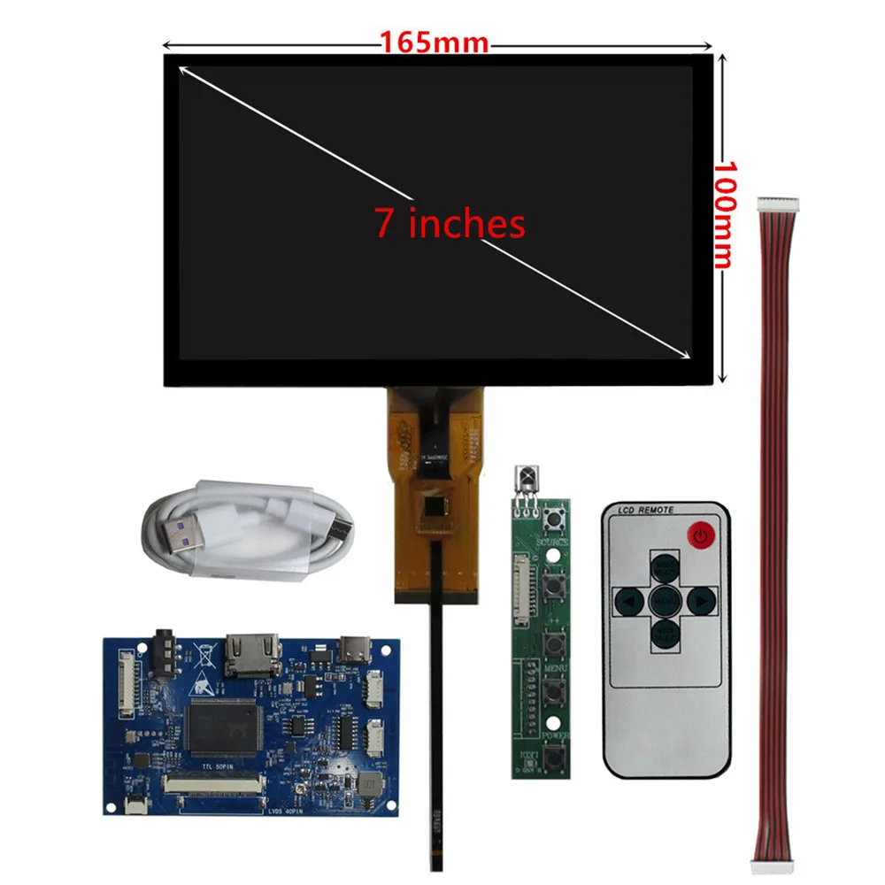 Imagem -02 - Lcd Display Screen Driver Control Board Digitalizador Touchscreen Monitor Compatível com Hdmi Raspberry pi pc 1024x600