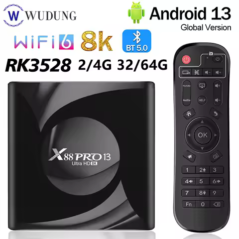 X88 Pro 13 Android TV BOX 2G 16G 4G 32/64G RK3528 8K HD Smart TV Box Android 13 Set Top Box Wifi6 BT5.0 2.4 &amp; 5G Media Player