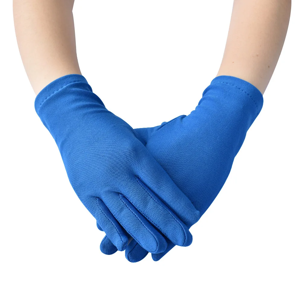 New Satin Full Finger Party Short Gloves For Women Girls Spring Autumn Solid Mittens Outdoor Dance Dress Up Bride's Gloves