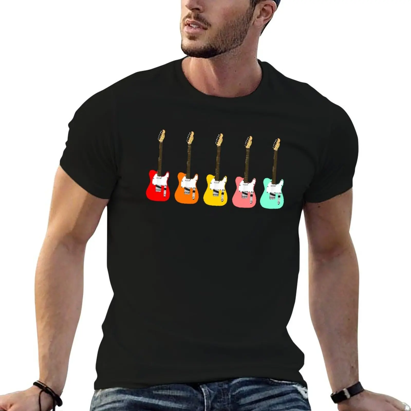 Telecaster Electric Guitars T-Shirt t shirts designer cotton t shirt man t shirt man casual T-shirt