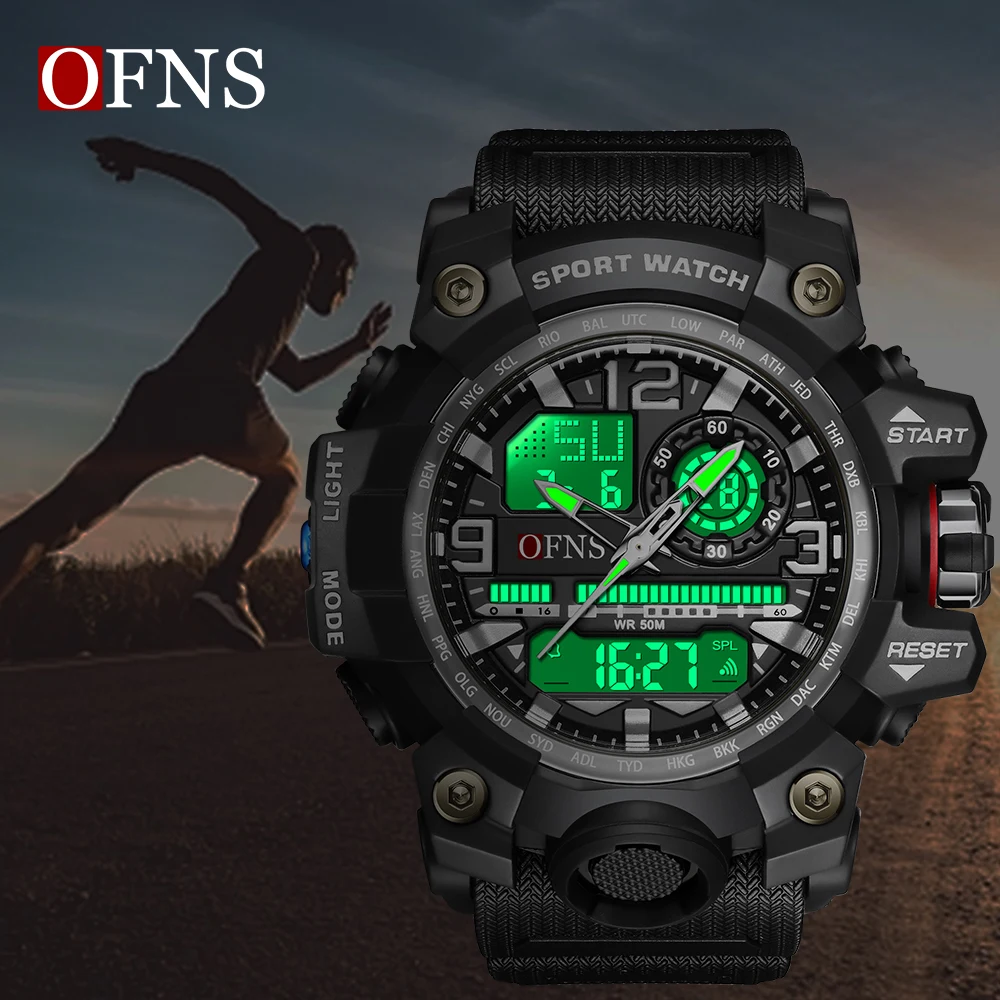 OFNS Top Brand G Style Men\'s Watches 50M Waterproof Outdoor Military Sports Quartz Watch For Male LED Digital Wristwatch Clock