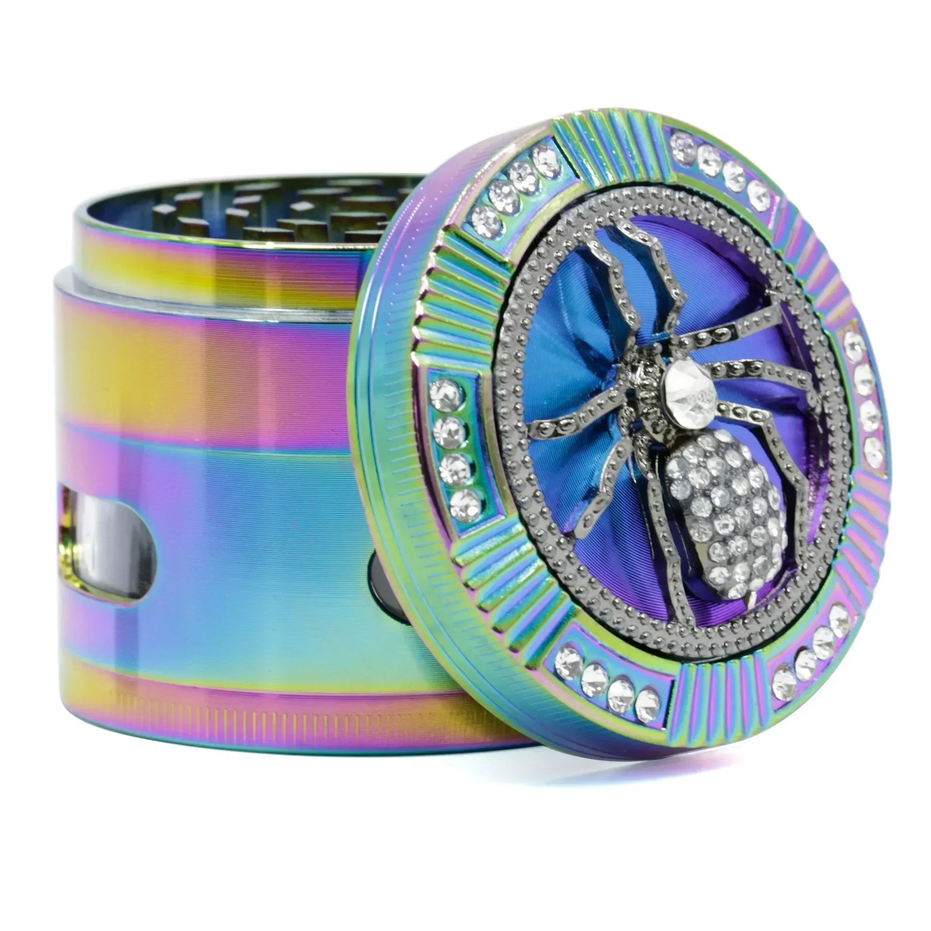 Tobacco Grinder Spider Shape 4 Layers 63mm Rainbow Color Zinc Alloy Herb Grinders Kitchen Crusher