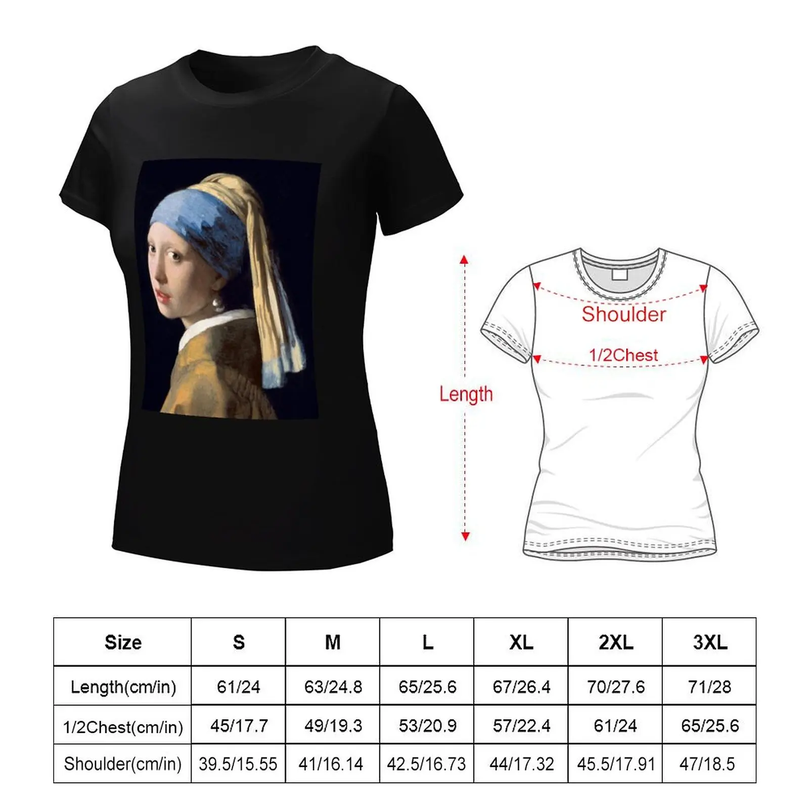 The Girl With The Pearl Earring - Classic Painting T-Shirt vintage clothes t-shirts for Women pack