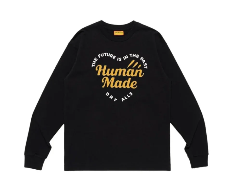 2026 Human Made Logo Long Sleeve T Shirt Crewneck Loose Couple Unisex Casual