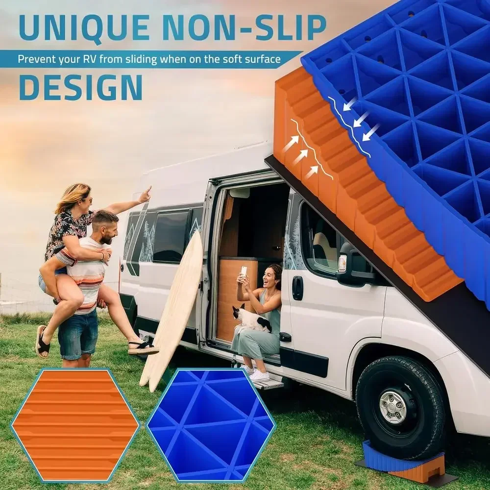 PAULINN RV Camper Levelers, 2 Packs RV Leveling Blocks Heavy Duty & Upgraded Up to 35,000 lbs, Curved Leveling RV Accessories wi view 2
