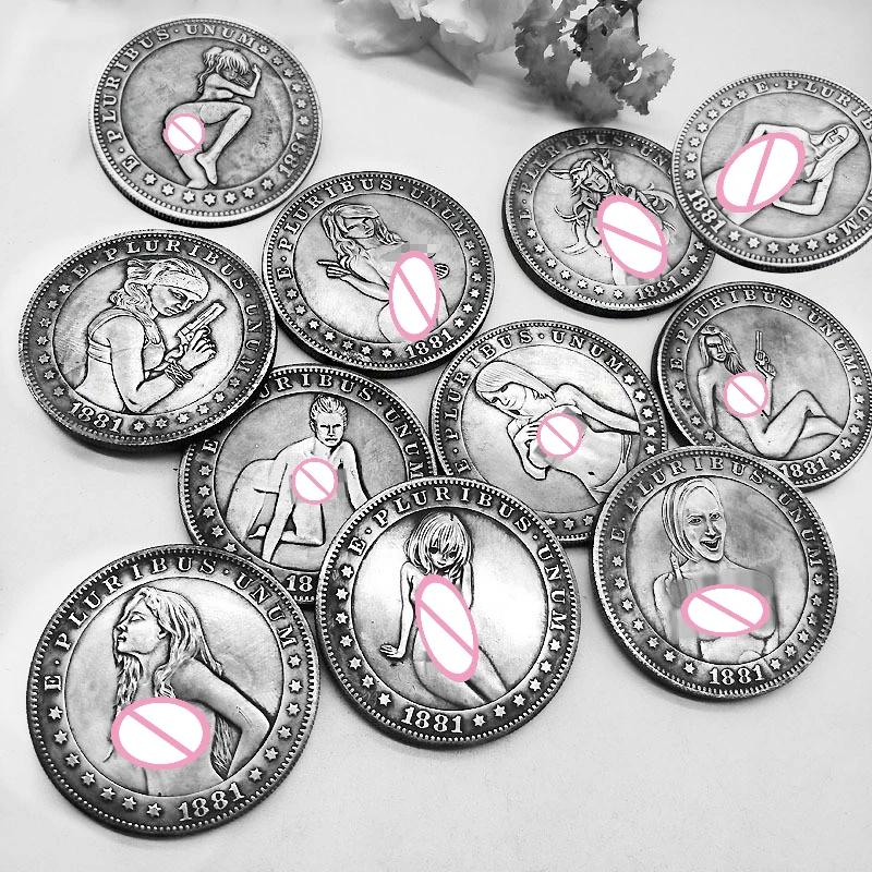 

Antique American Tramp Coin, Sexy Girl Coin, Copper Silver Plated, Collectible Crafts