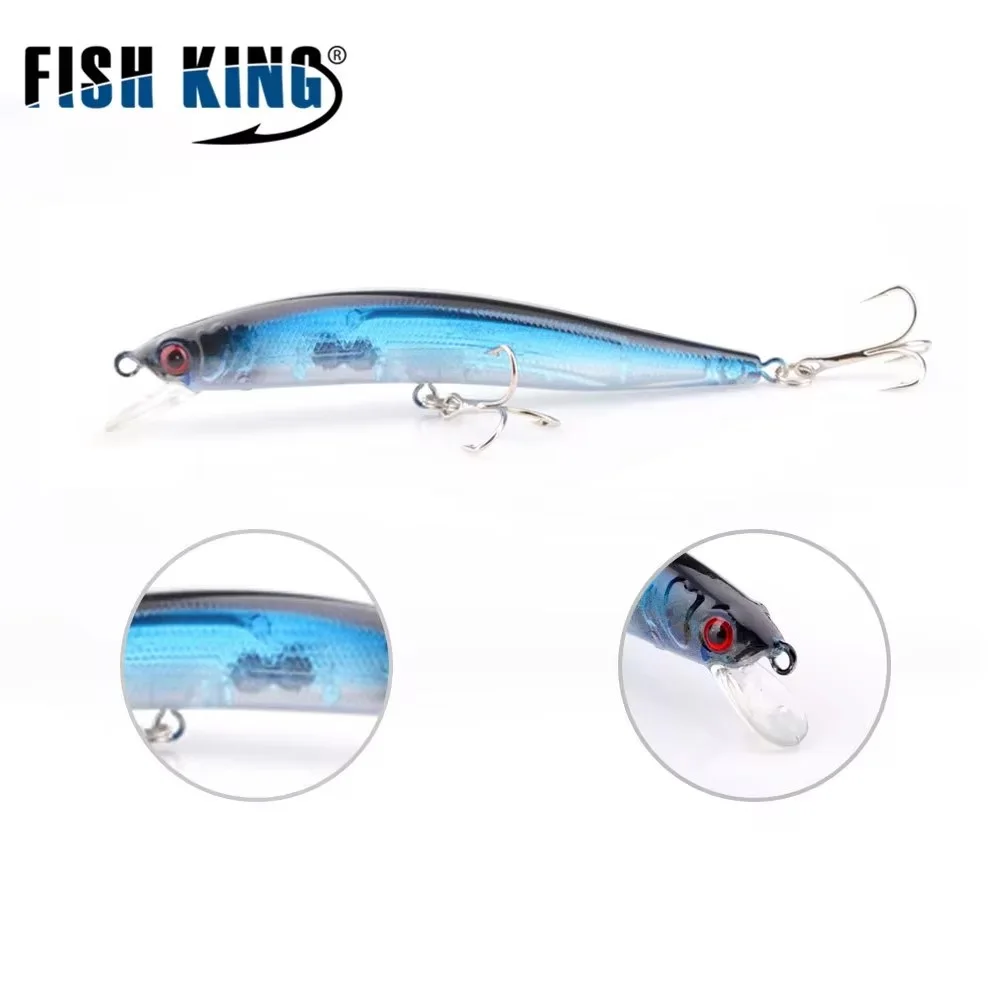 FISH KING 8.2g 10cm Hard Fishing Lure Minnow Topwater Floating 3D Eyes Artificial Bait Wobblers Bass