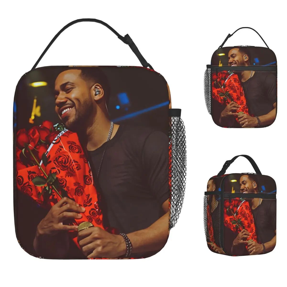 

Latin Singer R-romeo Santos Lunch Bag Retro Lunch Box Picnic Portable Thermal Tote Handbags For Unisex Oxford Custom Cooler Bag