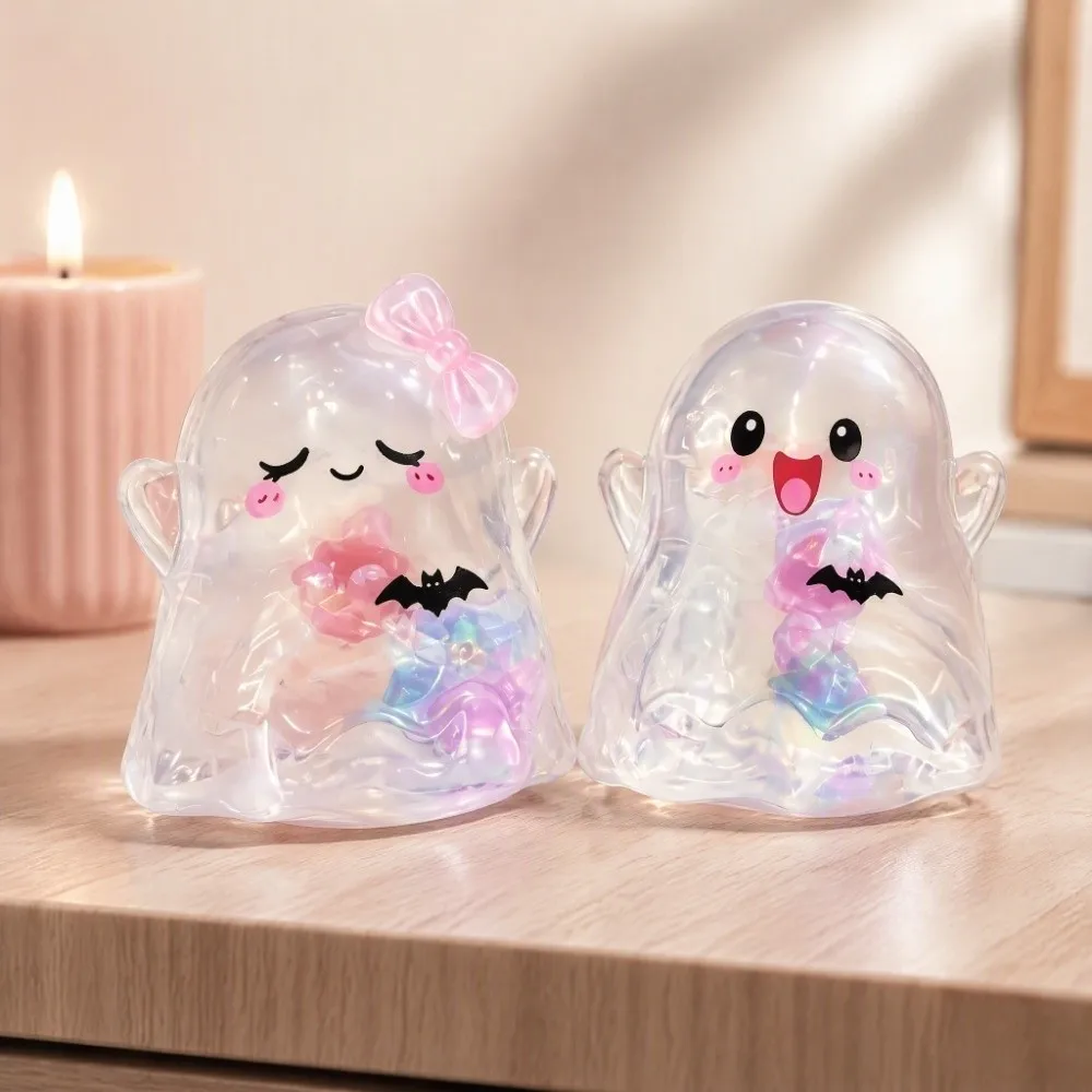 2PCS/SET Cartoon Ghost Squishy Toy TPR Slow Rebound Ghost Fidget Toy Transparent Elastic Slow Rebound Fidget Toy Halloween