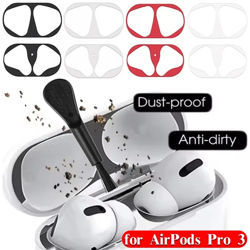 Dust-proof Scratch Proof Cover for Apple AirPods Pro 3 Bluetooth Headset Dust-proof Inside Protection Film Metal Stickers