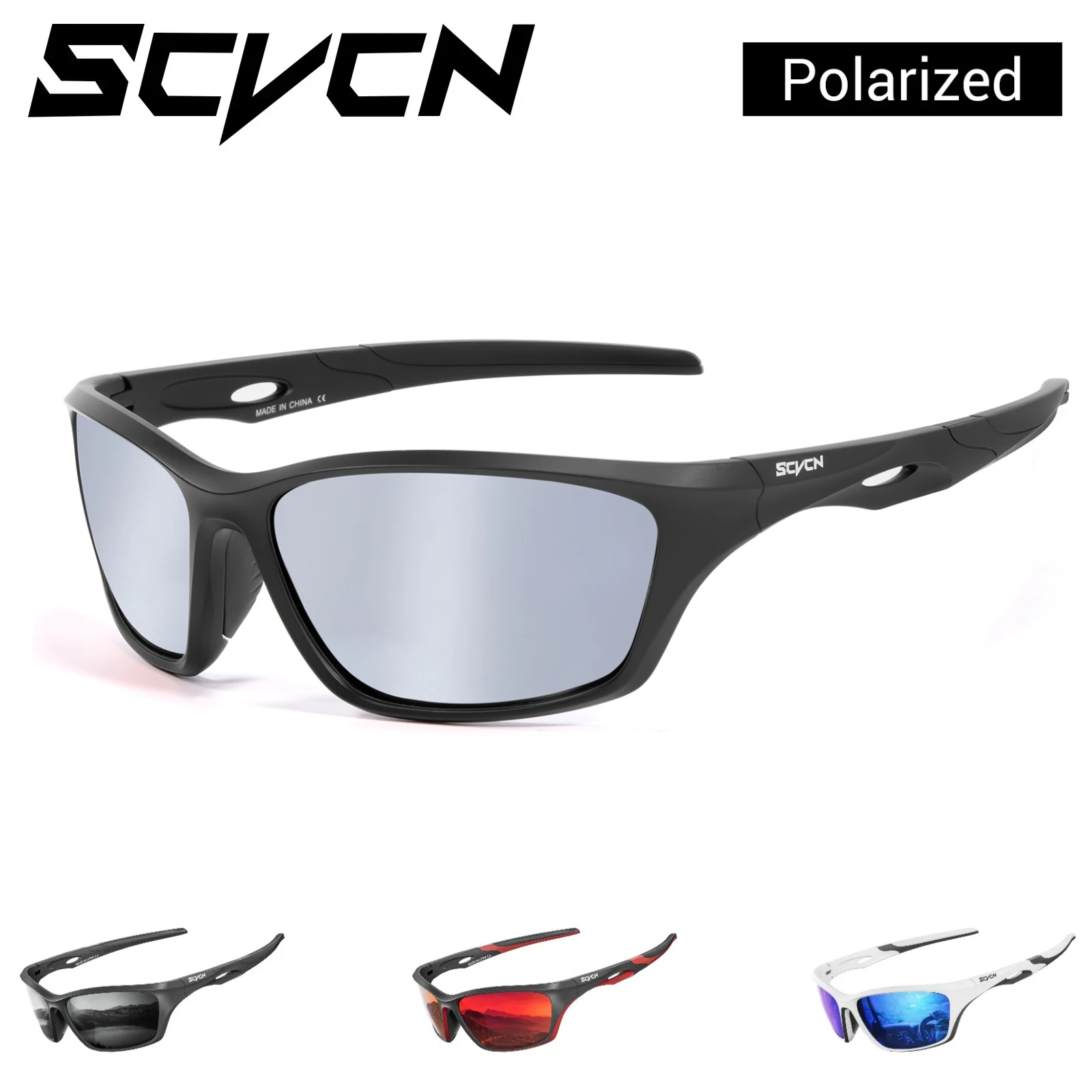 SCVCN New Polarized Fishing Sunglasses Sports Sunglasses Men Women Cycling Glasses Mountain Bicycle Riding Goggle Bike UV400