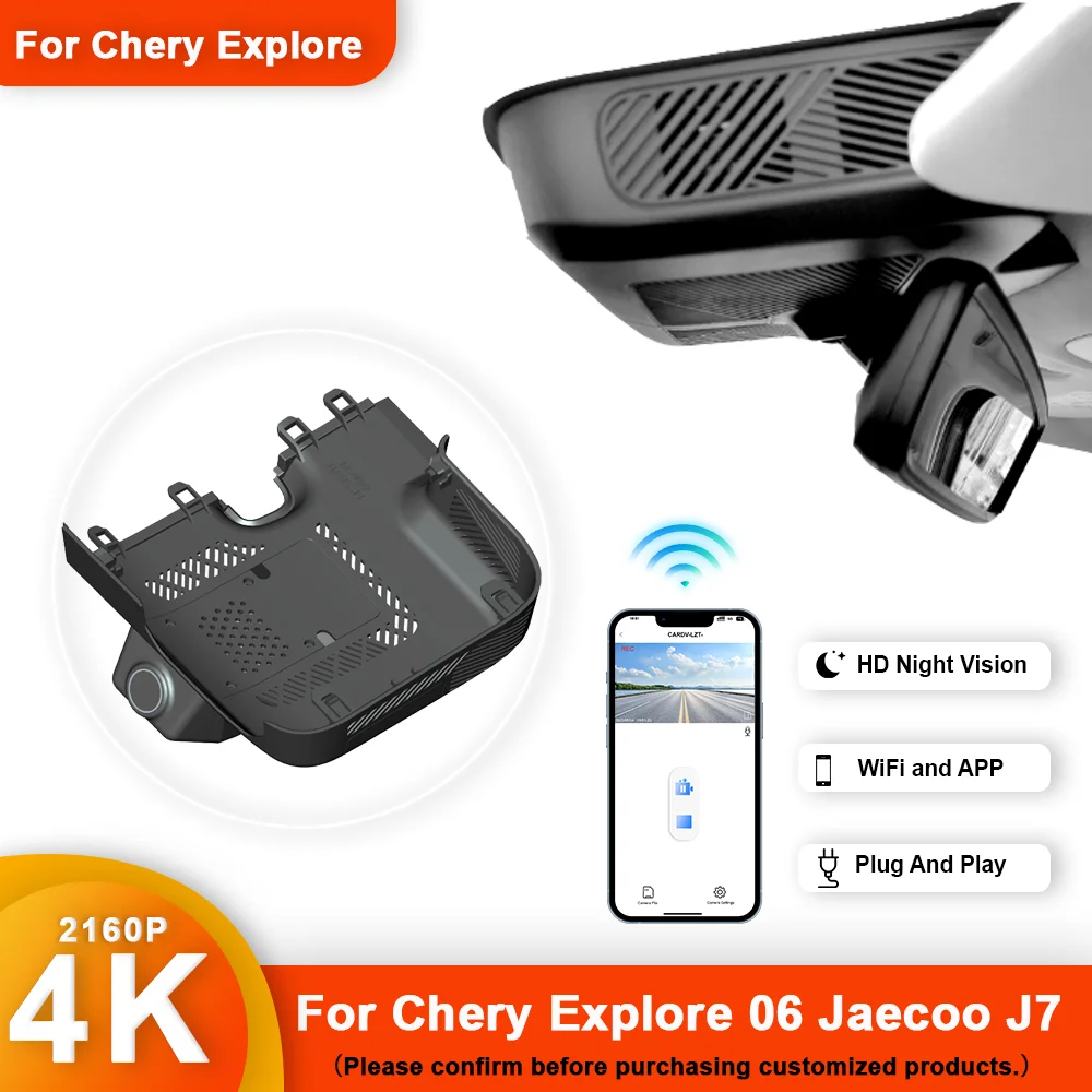 

Customized 4K HD 2160P Plug and play Dash Cam For Chery Explore 06 Jaecoo J7 Front and Rear WIFI Car Dvr Dashcam