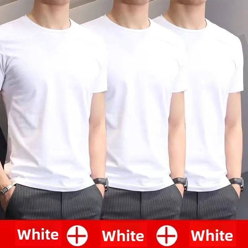

Ice Silk Modal ort Sve T-irt Men's Summer round Ne Color f Sve Bla White Base irt Youth Faion Sle