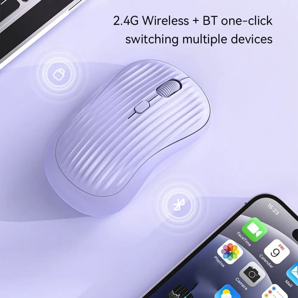 

Sensitive Dual Mode Mouse Type-C Silent Wireless Mute Mouse Portable 2.4G Bluetooth Rechargeable Computer Mouse