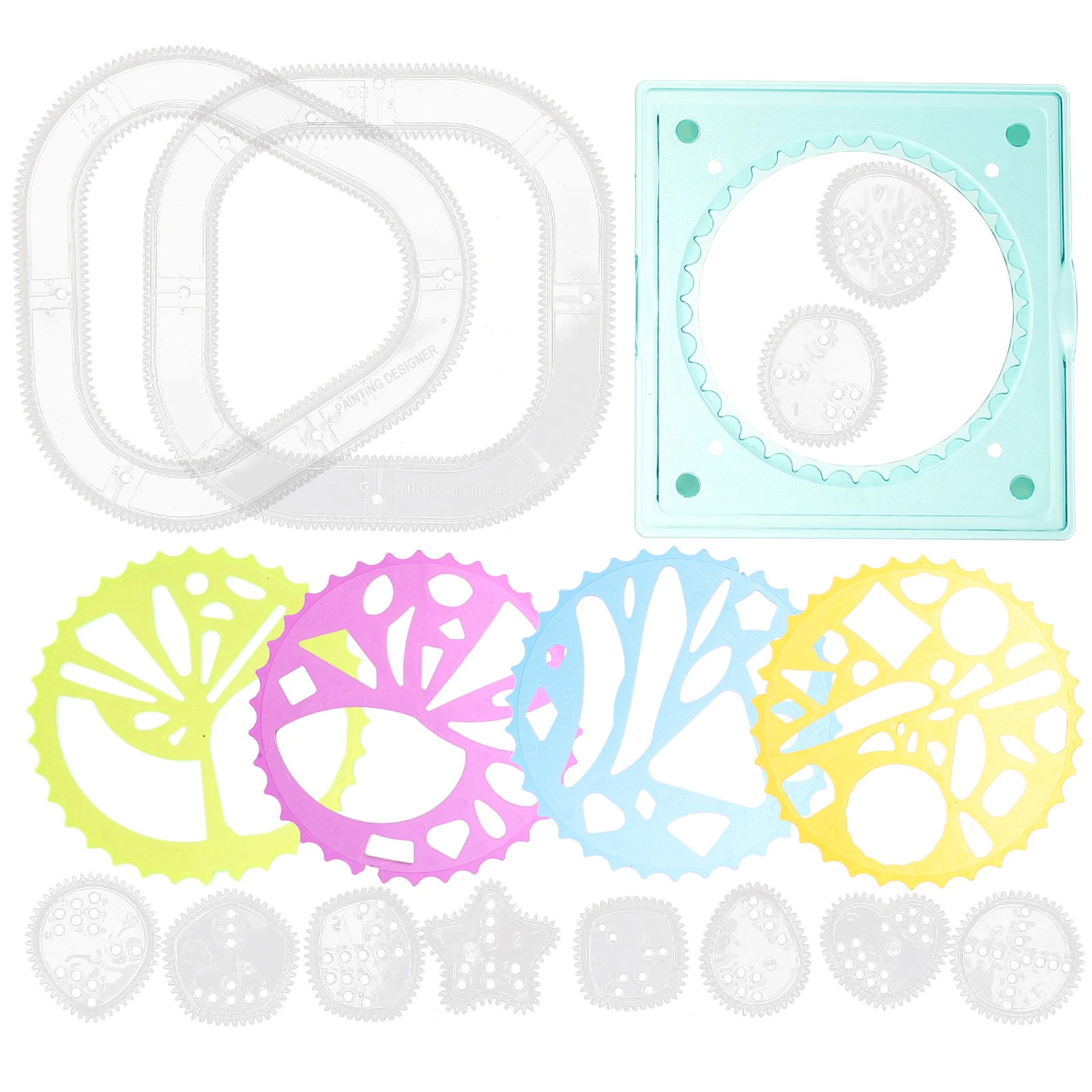 2 Sets Ruler Stencils Plastic Large for Painting Child Circle Stencil Stationery Smooth Reusable Creative