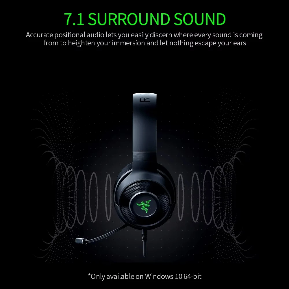 100% Original Razer Kraken V3 X - Wired USB Gaming Headset ,HyperClear Cardioid Microphone, 7.1 Surround Sound, RGB Chroma