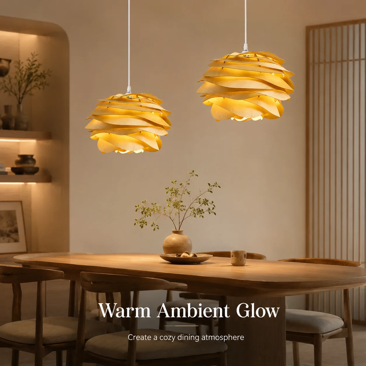 JOYINLED Pack of 1/2 Wabi Sabi E27 Pendant Light, 30cm Modern Petal Ceiling Lamp, 150cm Adjustable Cord for Dining Room Decor