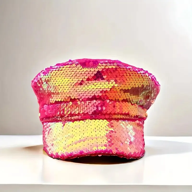 HongLuan Różowy Brokatowy Kapelusz Kostiumowy dla Dorosłych, Czapki Gazeciarza i Berety dla Kobiet, Akcesoria do Cosplay dla Kobiet