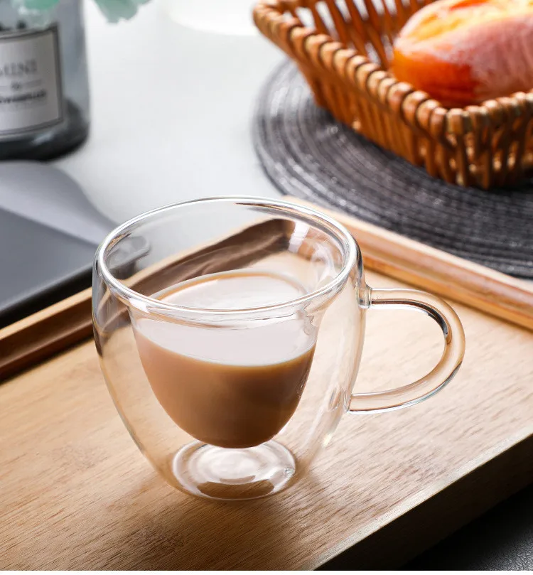 Doppel Wand Glas Tasse Herz Liebe Förmigen Glas Becher Paar Tassen Wärme-Wider Tee Bier Becher Milch Kaffee Tasse geschenk Drink