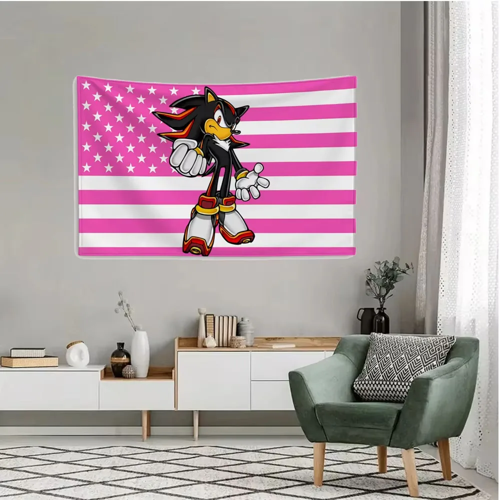 1PC S-Sonic Shadow Hedgehog Pink American Flag Banner Decoration Home Furnishings Outdoor Decoration Tapestry Garage Flag