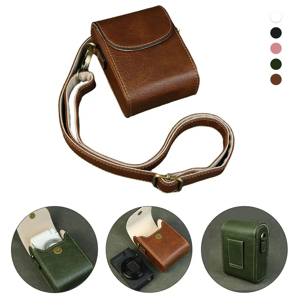 حقيبة كاميرا ل Lumix Zs99/tz99 حافظة كاميرا فيلم فوري بو الجلود لينة غطاء سيليكون حقيبة مع حزام الكتف