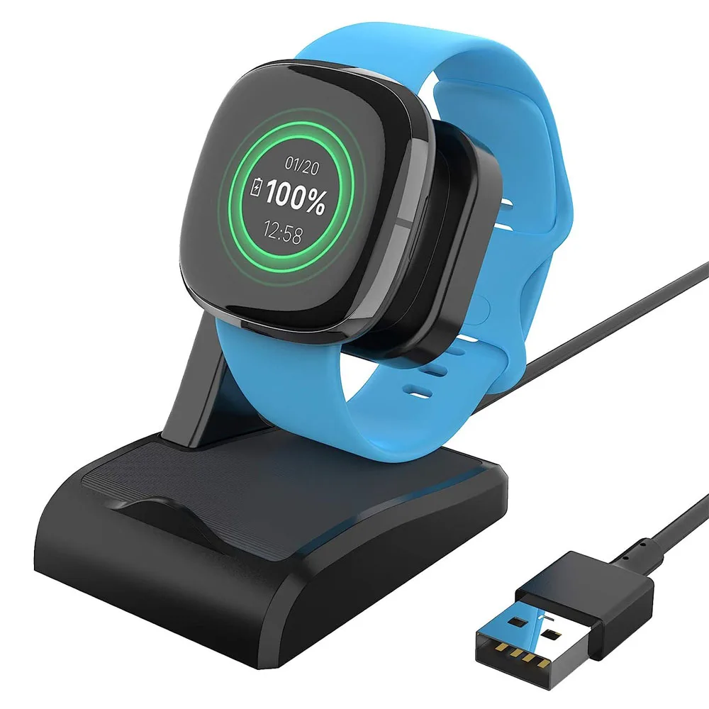 

Charging Cable Dock For Fitbit Versa 4/Versa 3/Ace LTE Smartwatch USB Magnetic Charger Stand Adapter For Fitbit Sense/Sense 2