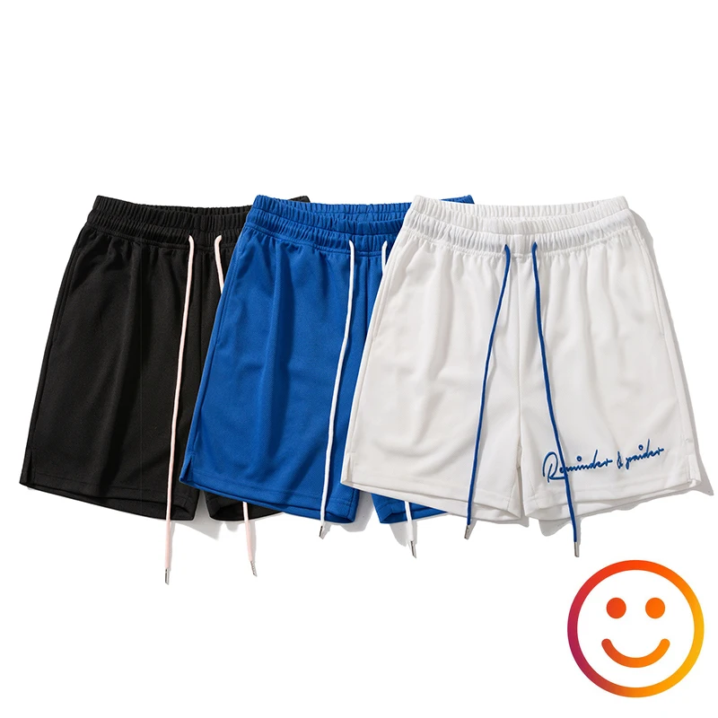 Embroidery Letters Logo Mesh Shorts Men Women Quick Dry Basketball Shortpant Black White Blue Loose Breeches Sports Shorts