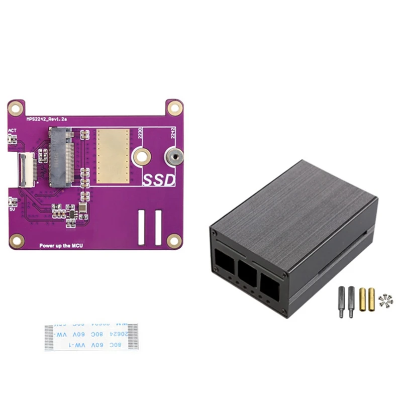 Carte et étui pour Raspberry Pi 5, PCIE M.2 NVcloser 2230 2242 Gen3 SSD HAT 6 000, durable et facile à installer